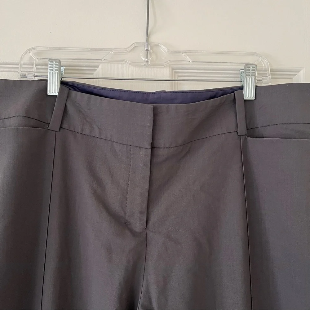 M.M. LaFleur Chester Pant Size 16 in Fig Brown, 100% Wool Cropped Stretch Office